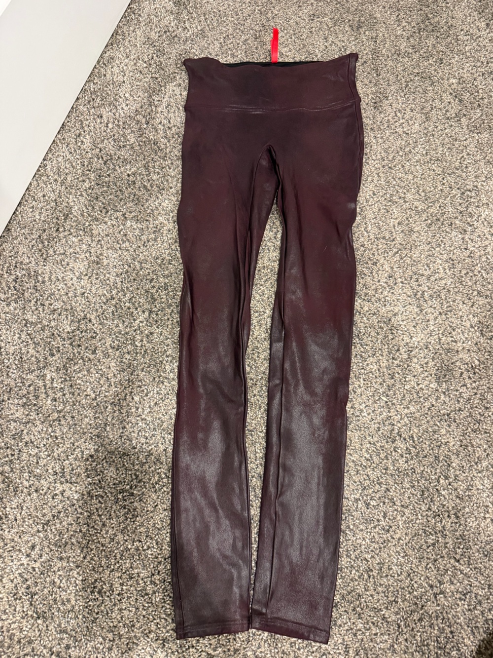SPANX Women’s Faux Leather Leggings in Burgundy